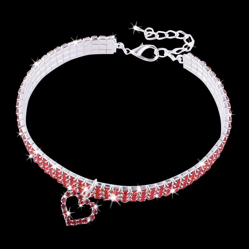 Heart-Shaped Whinestone Pet Collar