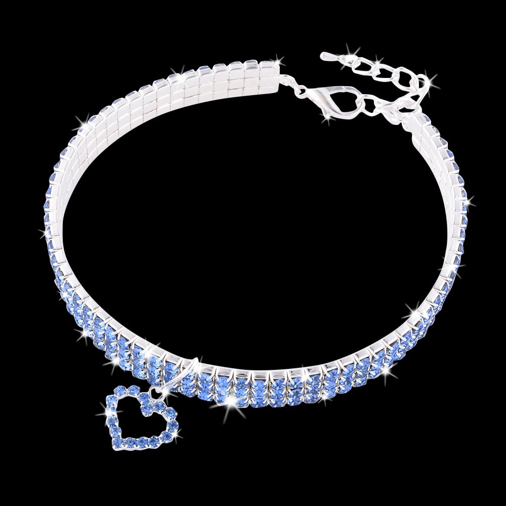 Heart-Shaped Whinestone Pet Collar
